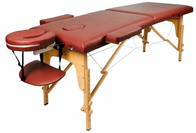 Складной массажный стол "Atlas Sport", деревянный, бургунди