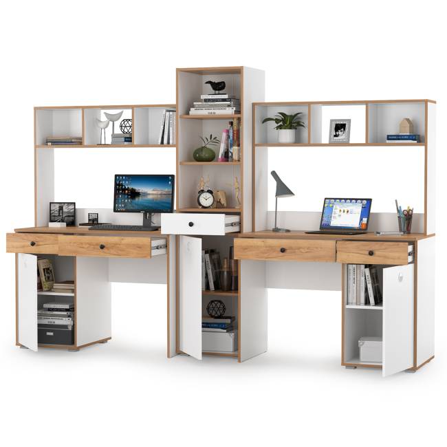 Детская мебельная стенка для двоих детей Вуди цвет белый премиум/дуб крафт золотой Детская мебельная стенка для двоих детей Вуди цвет белый премиум/дуб крафт золотой