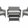 Набор мебели Лондон  (стол+2кресла+диван ротанг серо-бежевый, подушки бежевые)