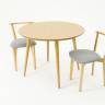 Стол Монте К 90 натур со стульями Франк натур рогожка серый