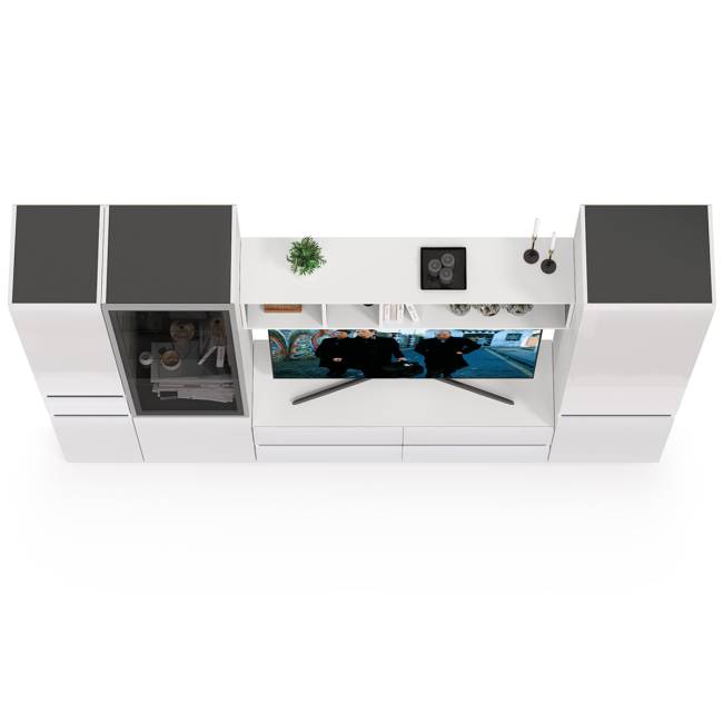 Сидней Комплектация № 25 цвет белый/чёрный/фасады МДФ белый глянец Сидней Комплектация № 25 цвет белый/чёрный/фасады МДФ белый глянец