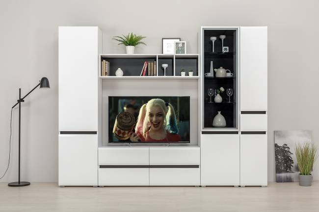 Сидней Комплектация № 25 цвет белый/чёрный/фасады МДФ белый глянец Сидней Комплектация № 25 цвет белый/чёрный/фасады МДФ белый глянец