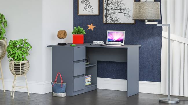 Угловой компьютерный стол Мори МС-16 левый цвет графит Угловой компьютерный стол Мори МС-16 левый цвет графит