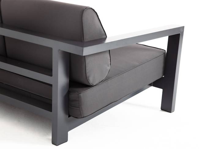 "Гранада" диван 3-местный, каркас алюминий темно-серый (RAL7024) муар, ткань темно-серая 027 "Гранада" диван 3-местный, каркас алюминий темно-серый (RAL7024) муар, ткань темно-серая 027