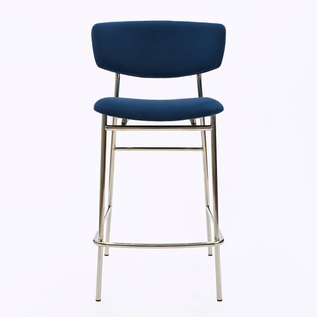Дизайнерский полубарный стул Marko синий, основание хром