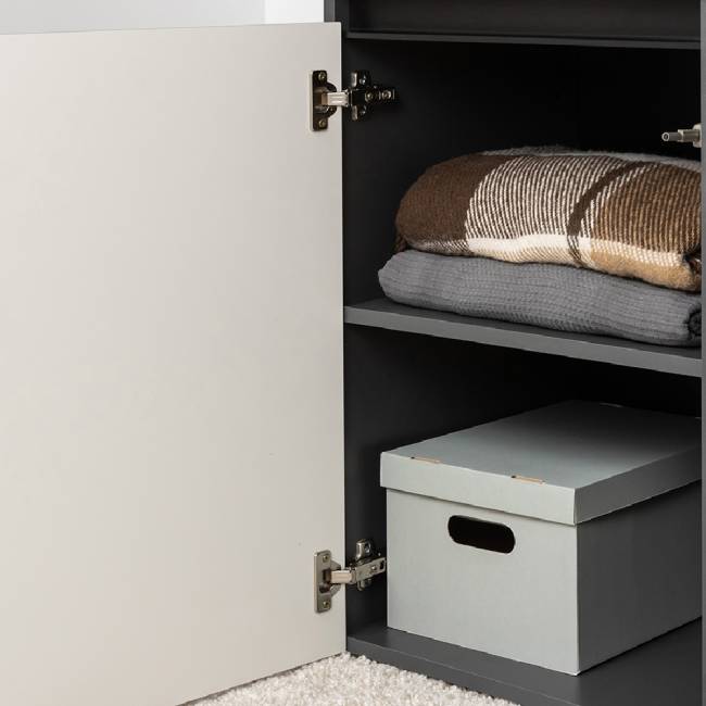 Два пенала Сидней с выдвижными ящиками и тумба для телевизора с двумя полочками цвет антрацит/МДФ веллюто капучино