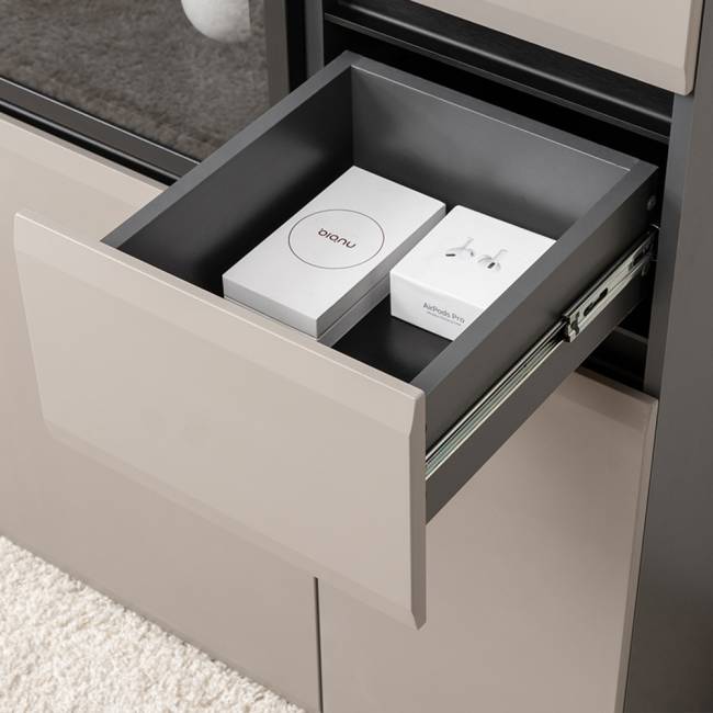 Два пенала Сидней с выдвижными ящиками и тумба для телевизора с двумя полочками цвет антрацит/МДФ веллюто капучино