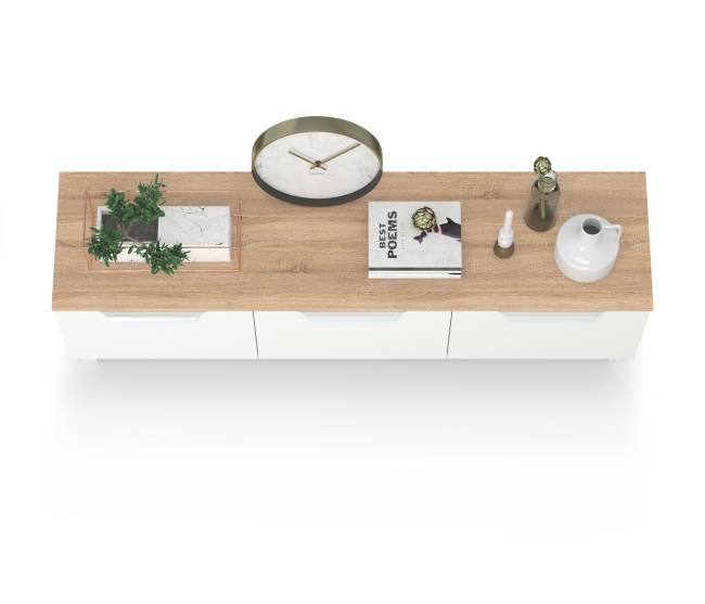 Тумба под ТВ 13.267.01 цвет белый шагрень/дуб сонома