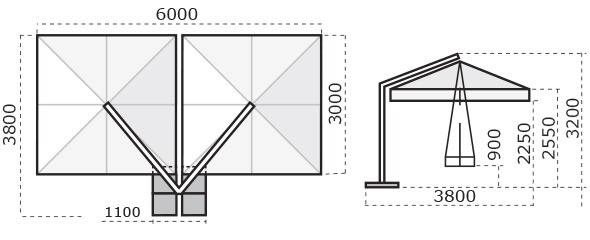 Зонт профессиональный двухкупольный 3х6 м Wood Double имитация ироко, слоновая кость 3000х6000 мм Зонт профессиональный двухкупольный 3х6 м Wood Double имитация ироко, слоновая кость 3000х6000 мм