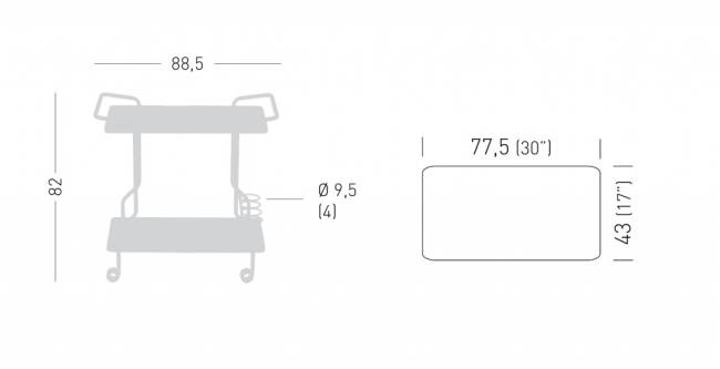 Cтол ламинированный сервировочный Brut кирпичный, черный 885х430х820 мм Cтол ламинированный сервировочный Brut кирпичный, черный 885х430х820 мм