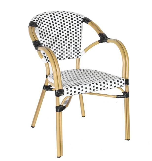 "Кабри" плетеный стул из искусственного ротанга, цвет черно-белый