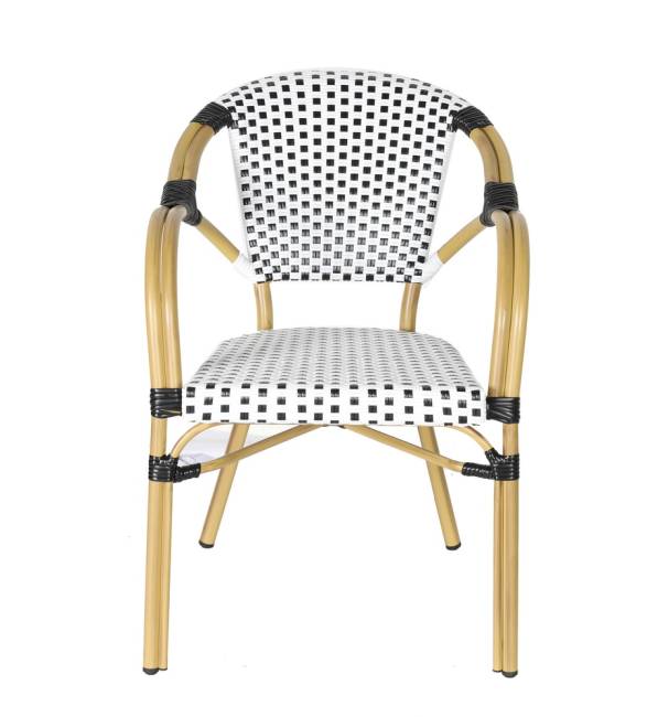 "Кабри" плетеный стул из искусственного ротанга, цвет черно-белый