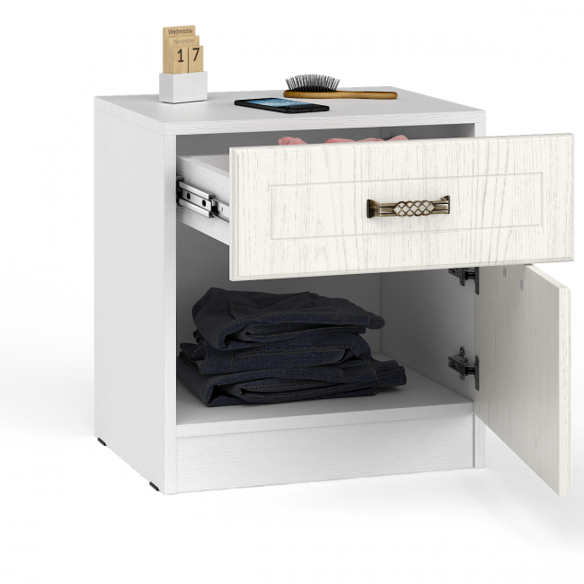 Тумба ящик и дверка Ливерпуль 08.146 цвет ясень ваниль/белый Тумба ящик и дверка Ливерпуль 08.146 цвет ясень ваниль/белый