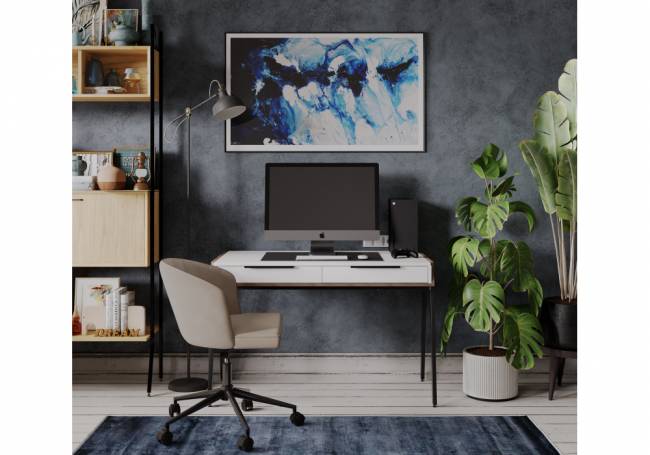 Рокс 116х65х77 белый / дуб делано темный / черный