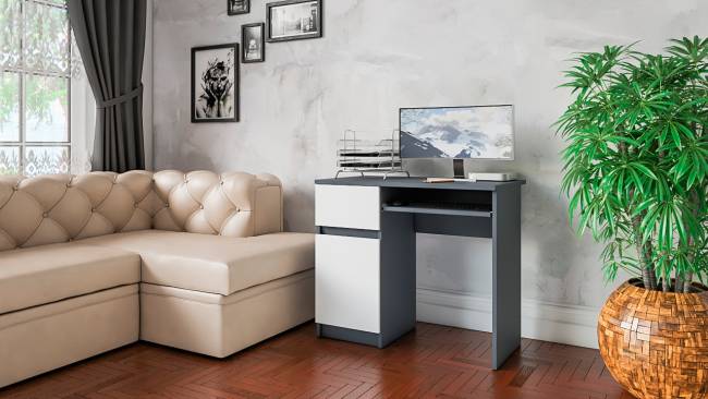 Стол компьютерный Мори МС-1 левый цвет графит/белый