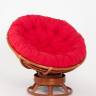 Кресло-качалка "PAPASAN"   коньяк с механизмом красная подушка