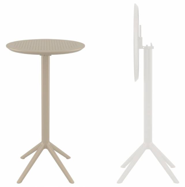 Стол пластиковый барный складной Sky Folding Bar Table 60 бежевый Ø600х1080 мм