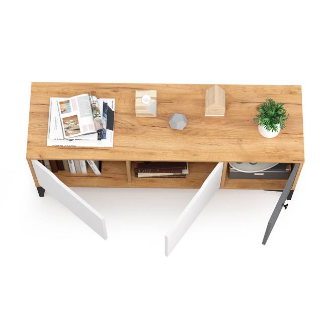 Тумба под ТВ Вайс 13.270.01 цвет дуб золотой/тёмно-серый/МДФ милк софт Тумба под ТВ Вайс 13.270.01 цвет дуб золотой/тёмно-серый/МДФ милк софт