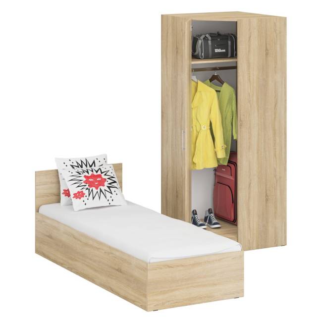 Кровать односпальная 800 с угловым шкафом Стандарт цвет дуб сонома Кровать односпальная 800 с угловым шкафом Стандарт цвет дуб сонома