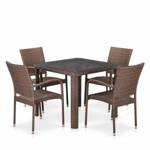 Комплект плетеной мебели из искусственного ротанга T341B/Y376-W773-90x90 4Pcs Brown