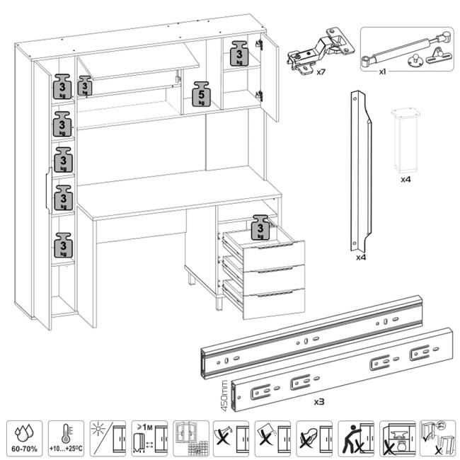 Два компьютерных стола с тумбой и надстройкой Комфорт 12.95N цвет дуб сонома/сатин/тёмно-серый/белый премиум Два компьютерных стола с тумбой и надстройкой Комфорт 12.95N цвет дуб сонома/сатин/тёмно-серый/белый премиум