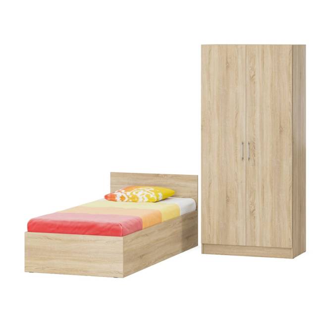 Кровать односпальная 900 со шкафом для одежды 2-х створчатым Стандарт цвет дуб сонома