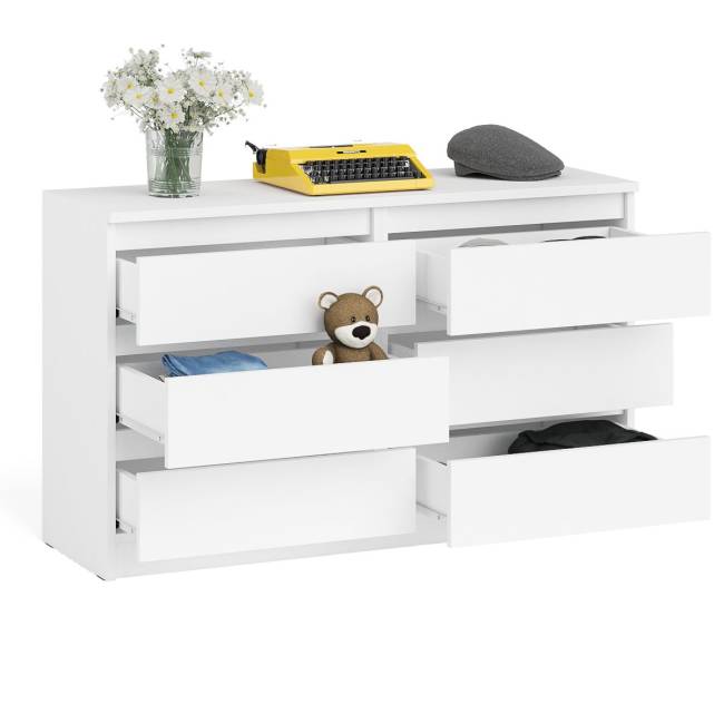 Широкий комод шесть ящиков Мори МК1200.6 цвет белый Широкий комод шесть ящиков Мори МК1200.6 цвет белый