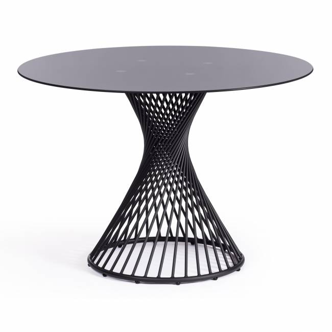 Стол BERTOIA (mod. GT21) металл/стекло (8мм), Black (черный), 110 х 110 х 75 см Black (черный) металл/стекло (8мм)