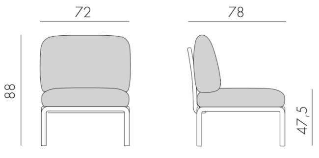 Модуль центральный пластиковый с подушками Komodo Elemento Centrale белый, серый 720х780х880 мм Модуль центральный пластиковый с подушками Komodo Elemento Centrale белый, серый 720х780х880 мм