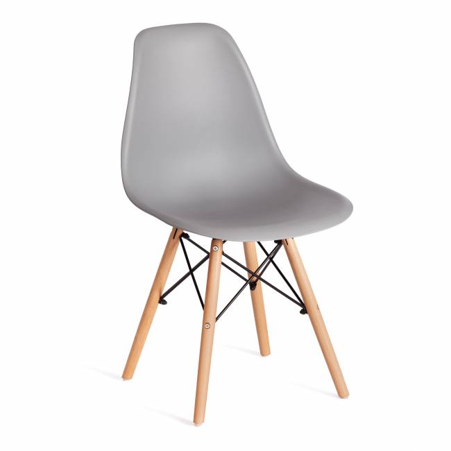 Стул CINDY (EAMES) (mod. 1801) дерево бук/металл/сиденье пластик, 45x51x82 см, Light grey (светло-серый) (Комплект из 4 шт.) Light grey (светло-серый) дерево бук/металл/сиденье пластик