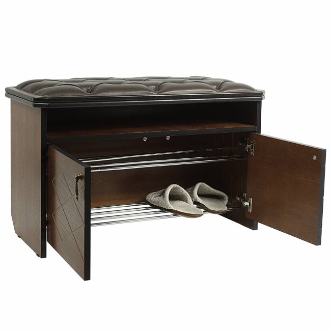 Банкетка Патриция 2 орех, к/з Ева 1, каретная стяжка Л Банкетка Патриция 2 орех, к/з Ева 1, каретная стяжка Л