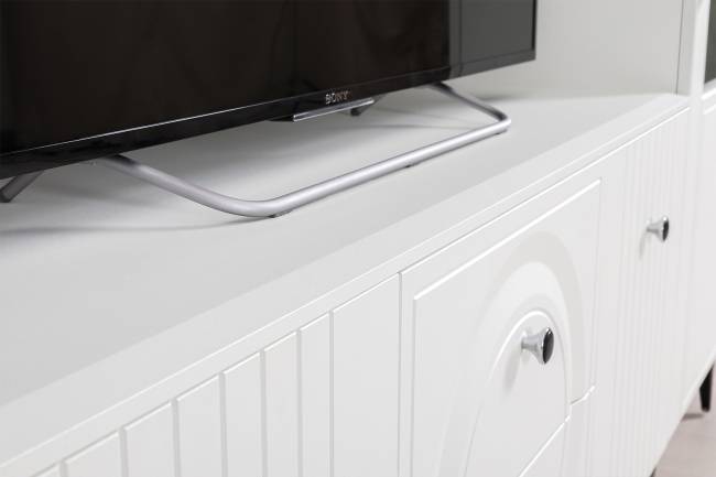 Большая стенка для ТВ-аппаратуры Валенсия № 64 цвет белый шагрень Большая стенка для ТВ-аппаратуры Валенсия № 64 цвет белый шагрень