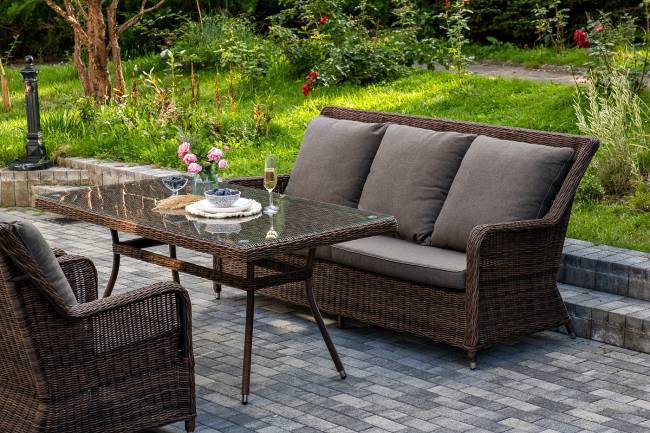 "Гляссе" обеденная группа из искусственного ротанга, цвет коричневый "Гляссе" обеденная группа из искусственного ротанга, цвет коричневый