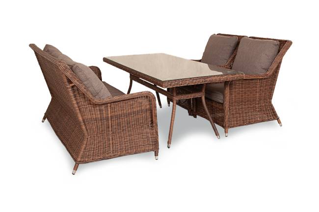 "Гляссе" обеденная группа из искусственного ротанга, цвет коричневый "Гляссе" обеденная группа из искусственного ротанга, цвет коричневый