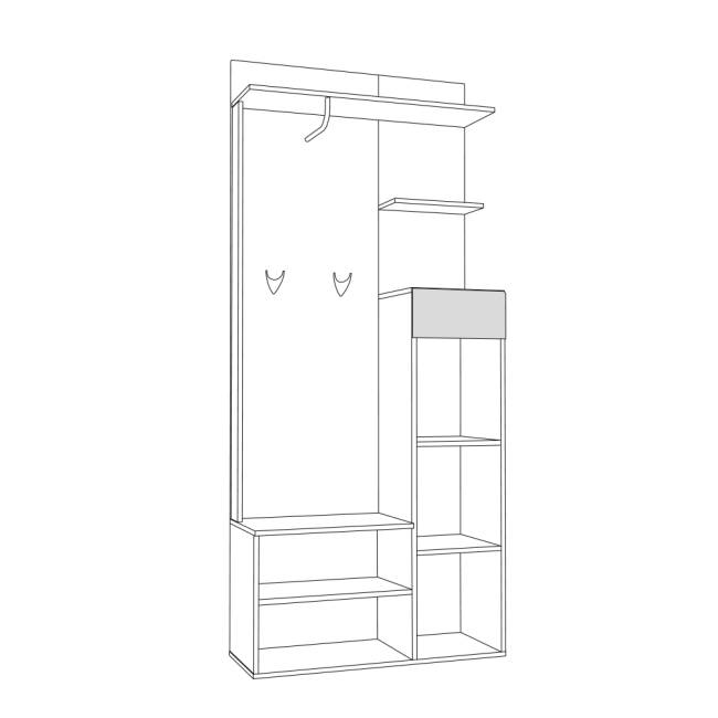 Прихожая Лайн 10.16 цвет дуб крафт серый/фасады МДФ белый глянец Прихожая Лайн 10.16 цвет дуб крафт серый/фасады МДФ белый глянец