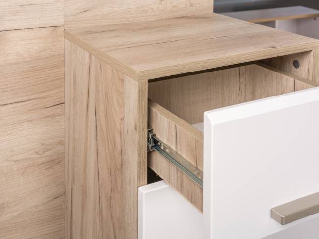 Прихожая Лайн 10.16 цвет дуб крафт серый/фасады МДФ белый глянец Прихожая Лайн 10.16 цвет дуб крафт серый/фасады МДФ белый глянец