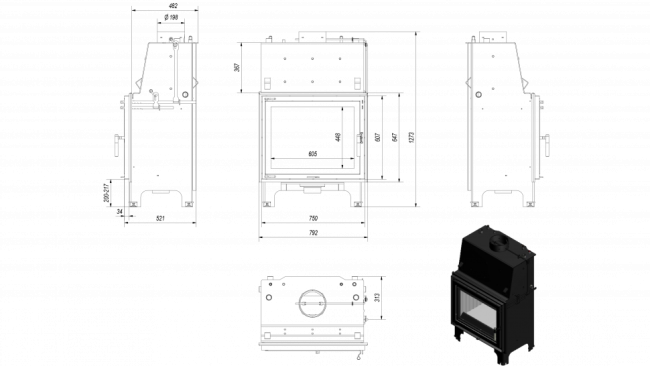 Топка с водяным контуром AQUARIO/A/14/PW/W